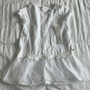 Ikks sz 3 girls White Kids Dress with Floral Trim